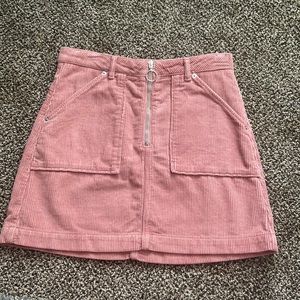 Topshop Moto Pink Corduroy Mini Skirt